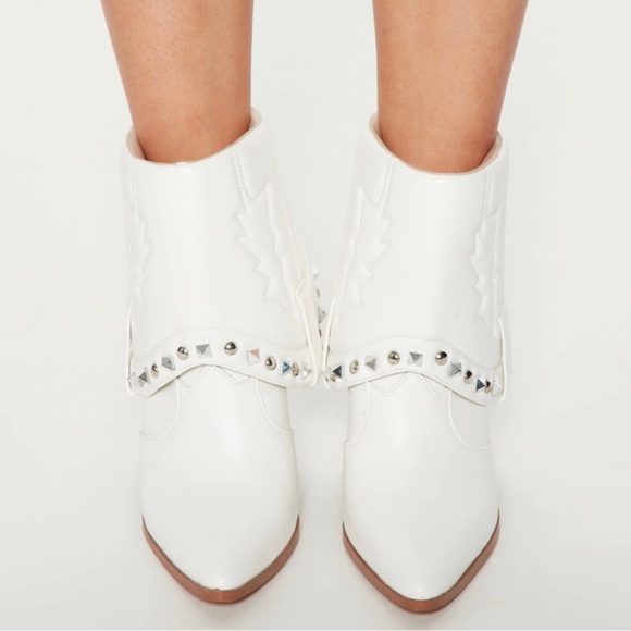 White Western Studded Booties - Picture 2 of 3